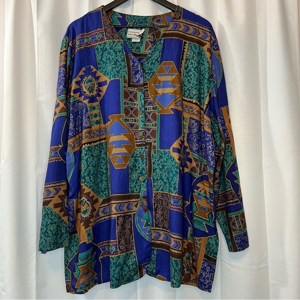 August Max Aztec Lightweight Button Down Shirt - Size 1X